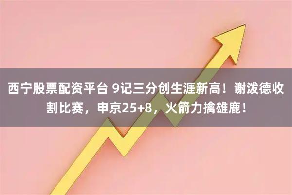 西宁股票配资平台 9记三分创生涯新高！谢泼德收割比赛，申京25+8，火箭力擒雄鹿！