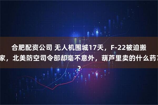 合肥配资公司 无人机围城17天，F-22被迫搬家，北美防空司令部却毫不意外，葫芦里卖的什么药？